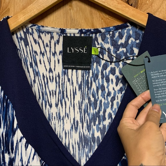 NWT Lysse Faux Rouge Blue White Midi Wrap Dress - Picture 4 of 6